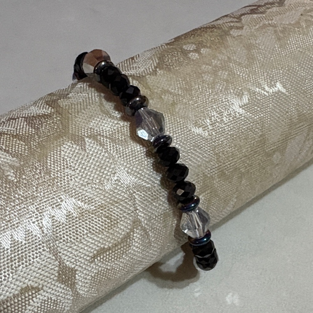 Black and Silver Beaded Bracelet